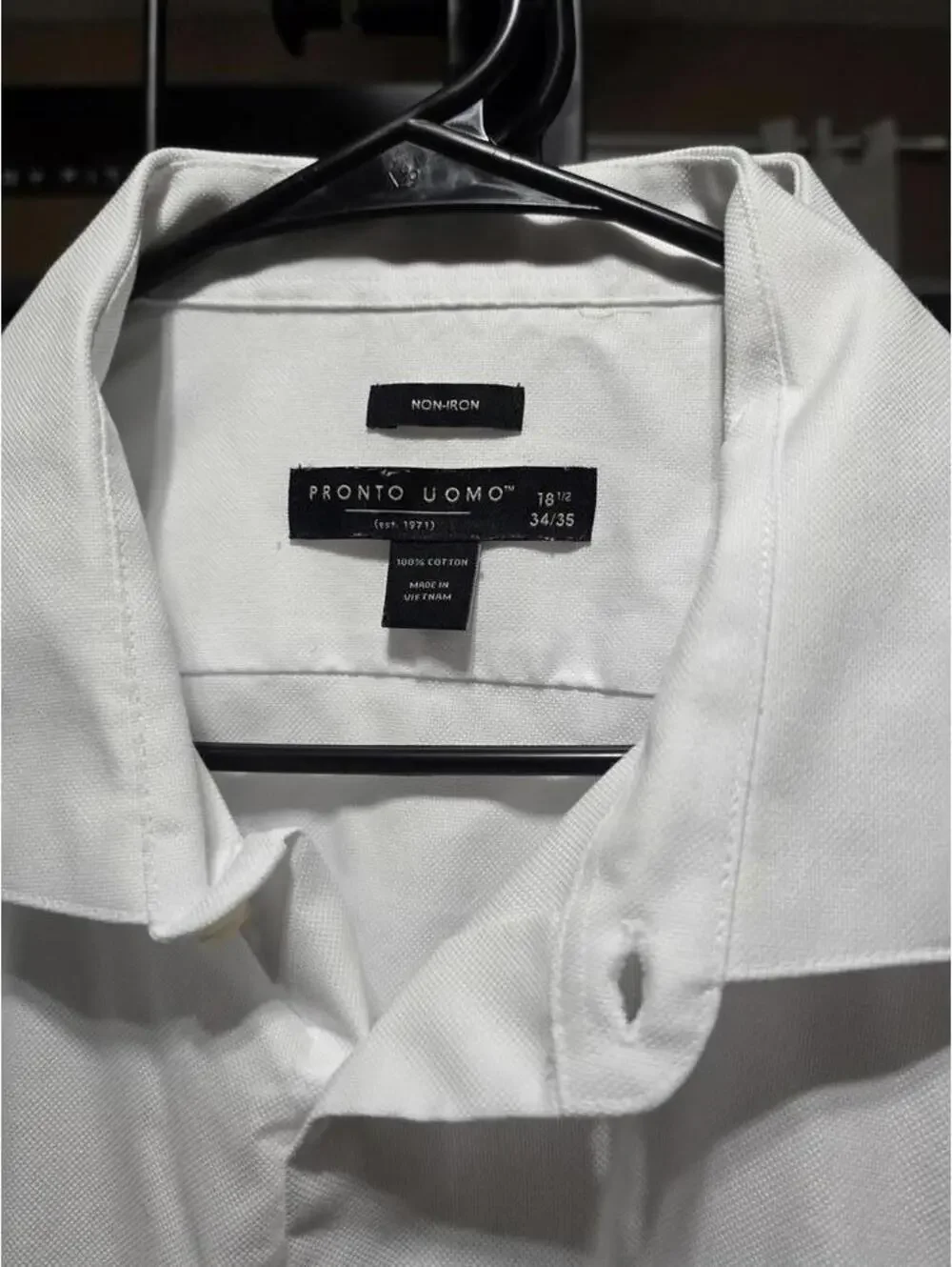 5 Pack Pronto Uomo White Long Sleeve Dress Shirt 100% Cotton Size 18 34/35